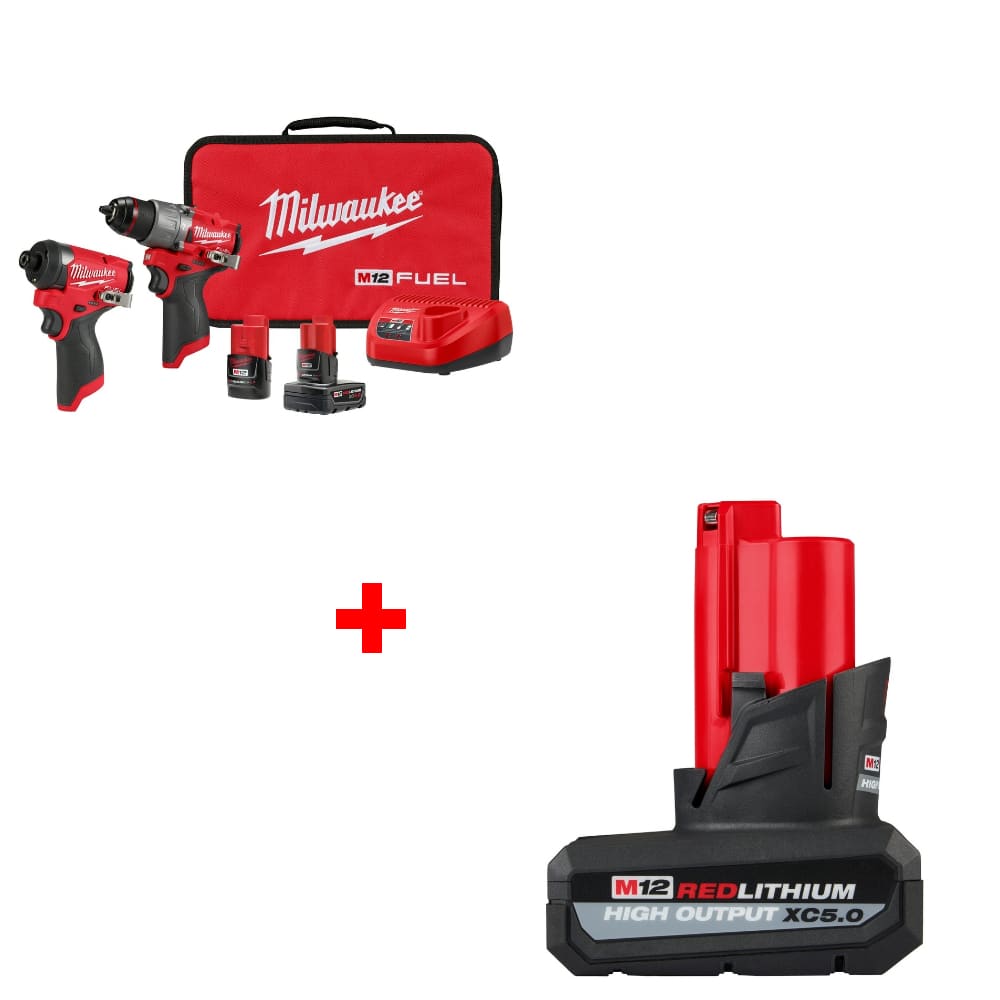 Milwaukee 3497-22 M12 FUEL 2-Tool Combo Kit w/ FREE 48-11-2450 M12 Battery Pack