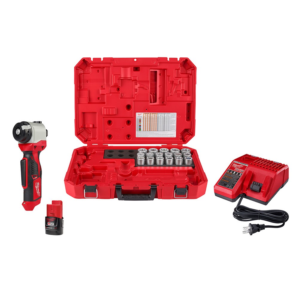 Milwaukee 2435CU-21S M12™ Cable Stripper Kit with 17 Cu THHN / XHHW Bushings