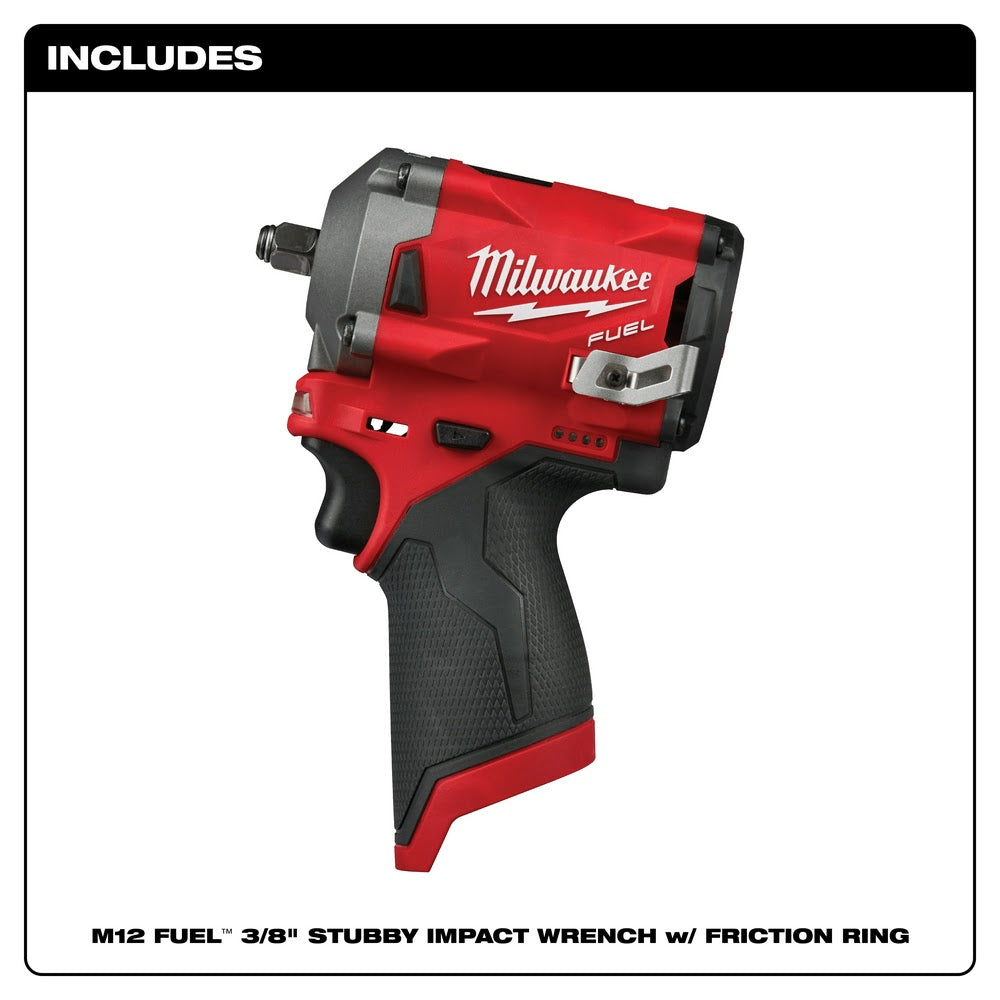 Milwaukee 2554-20 M12 FUEL Stubby 3/8" Impact Wrench, Bare Tool