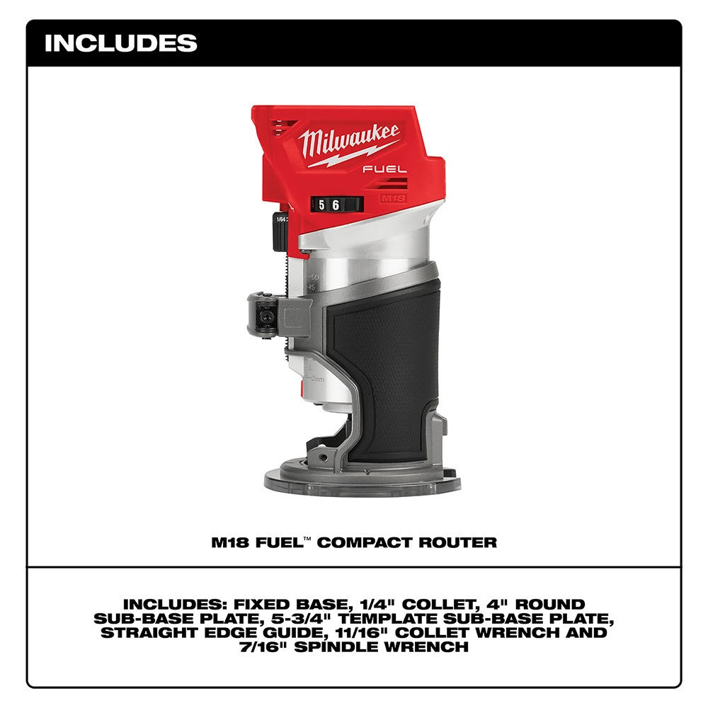 Milwaukee 2723-20 M18 FUEL Compact Router, Bare Tool