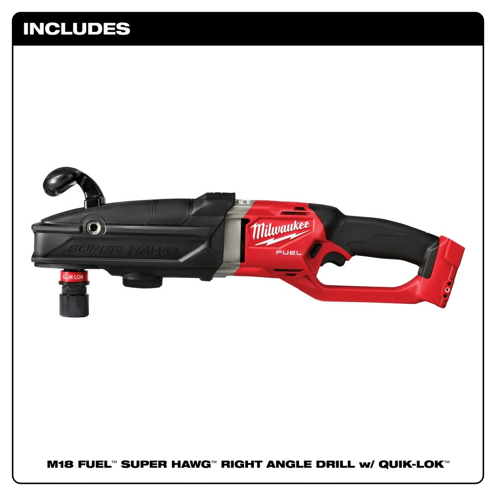 Milwaukee 2811-20 M18 FUEL Super Hawg Right Angle Drill w/ Quik-Lok, Bare Tool