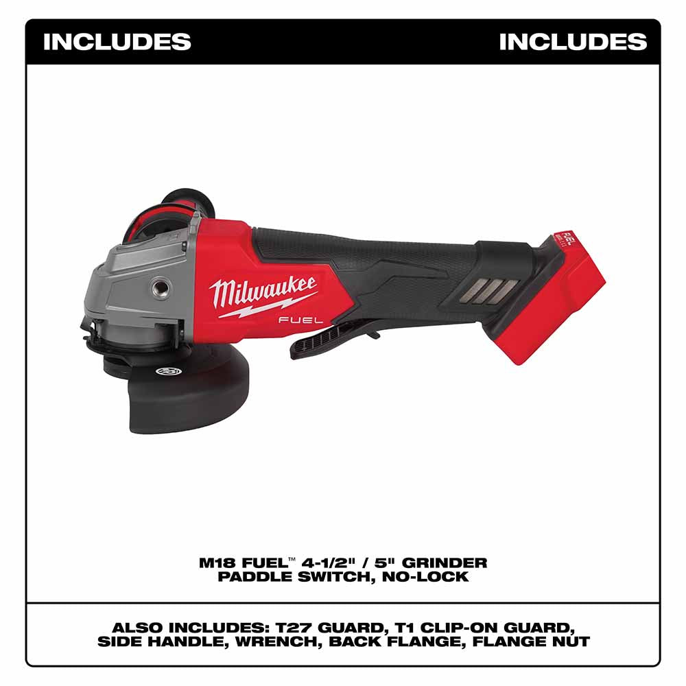 Milwaukee 2880-20 M18 FUEL™ 4-1/2"/5" Grinder Paddle Switch, No-Lock, Bare Tool