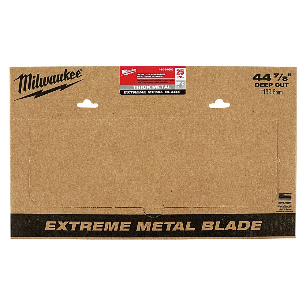 Milwaukee 48-39-0605 44-7/8" 8-10TPI Extreme Thick Metal Bandsaw Blades 25 Pack Deep Cut