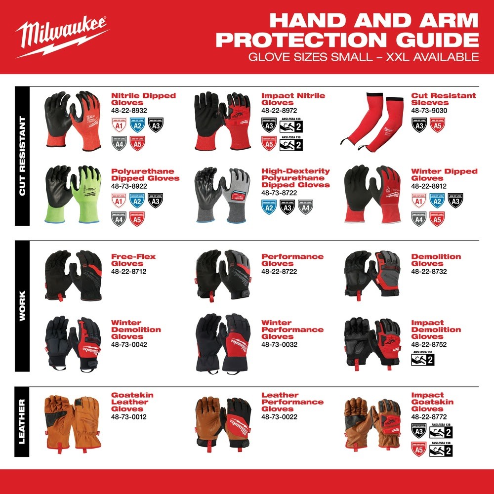 Milwaukee 48-73-0011 Goatskin Leather Gloves - Medium