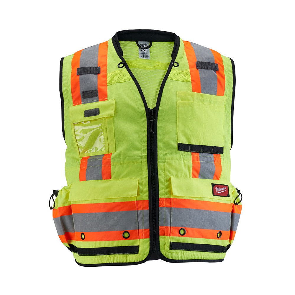 Milwaukee 48-73-5162 Class 2 Surveyor's High Visibility Yellow Safety Vest - L/XL