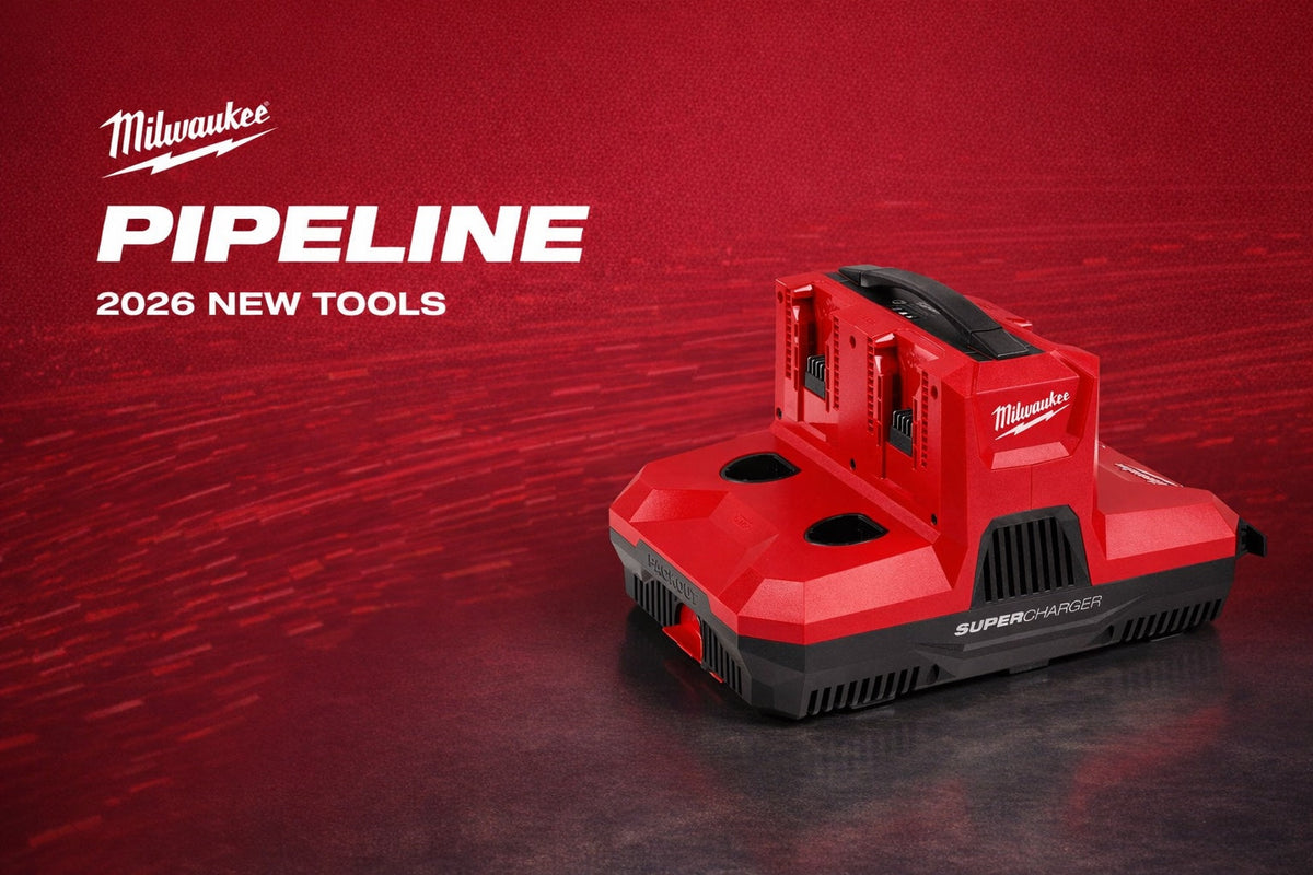 Milwaukee 48-59-1818 M18 M12 Four Bay Simultaneous Super Charger on the Pipeline 2026 red background
