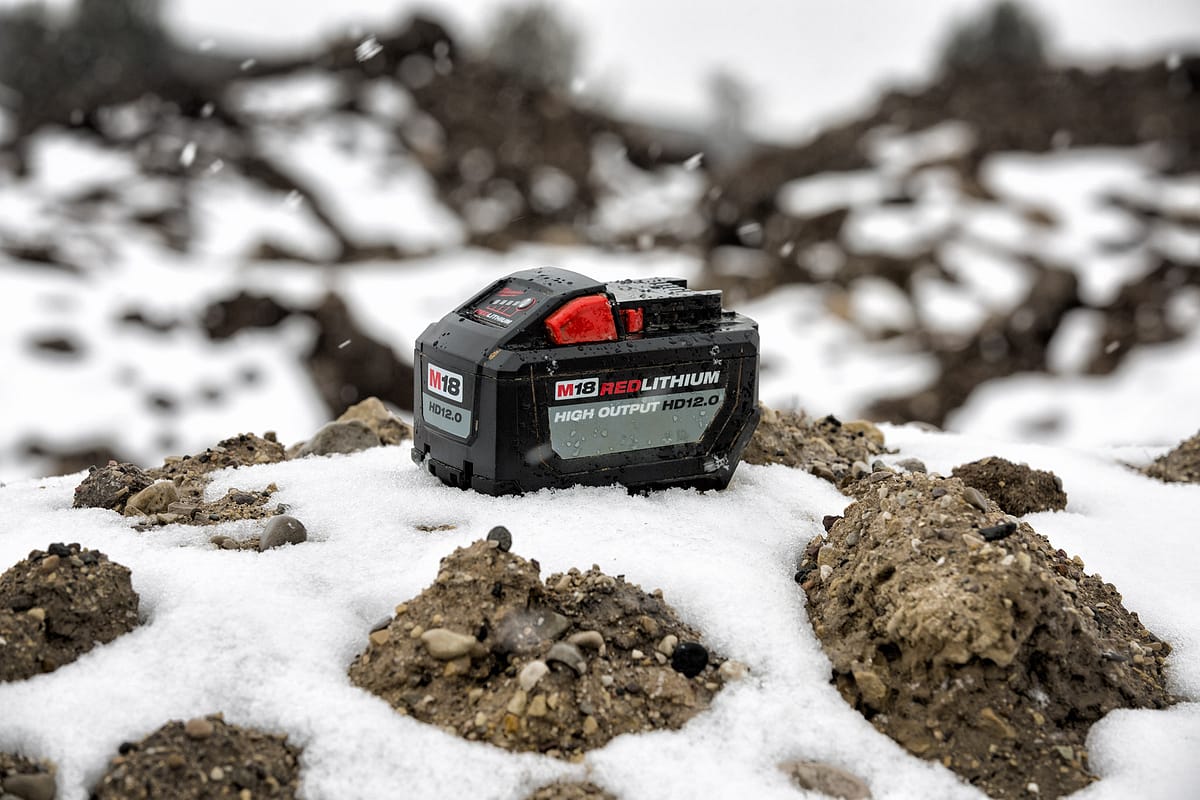 Milwaukee High Output Battery in the snow