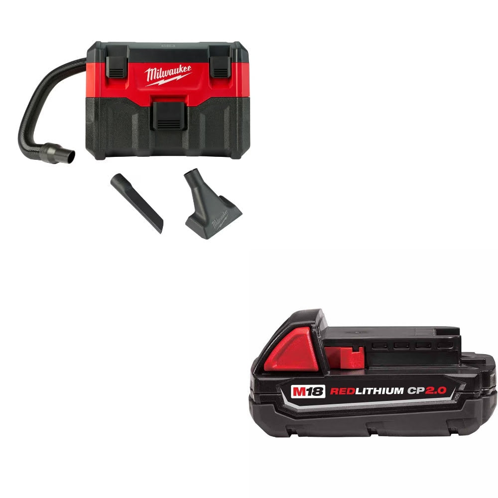 Milwaukee 0880-20 18V Wet/Dry Vacuum, Bare W/ 48-11-1820 M18 2.0 Battery Pack