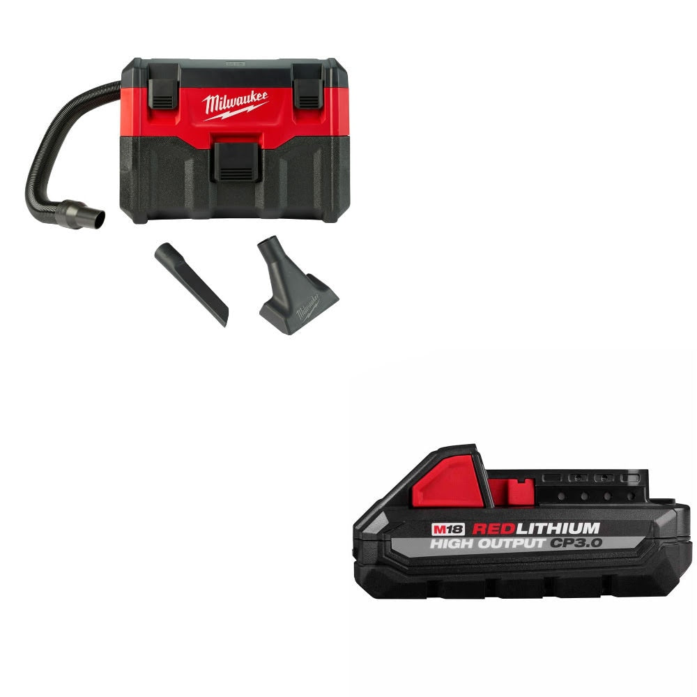 Milwaukee 0880-20 18V Wet/Dry Vacuum, Bare W/ 48-11-1835 M18 CP3.0 Battery