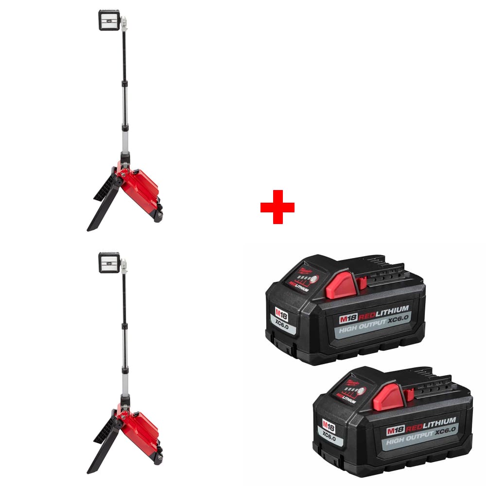 Milwaukee 2120-20 M18 Tower Light, 2-Pack w/ FREE 48-11-1862 M18 Battery 2-Pack