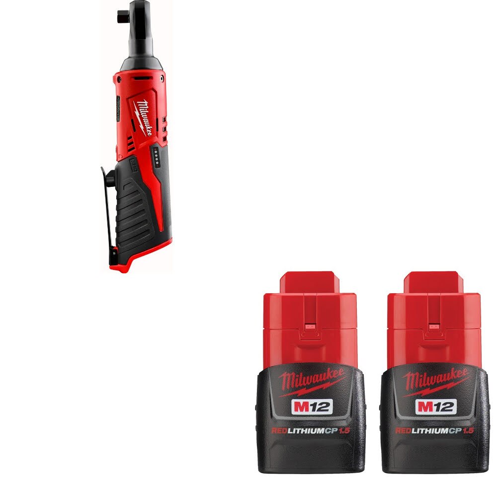 Milwaukee 2457-20 M12 Ratchet Kit W/ FREE 48-11-2411 Battery, 2 Pack