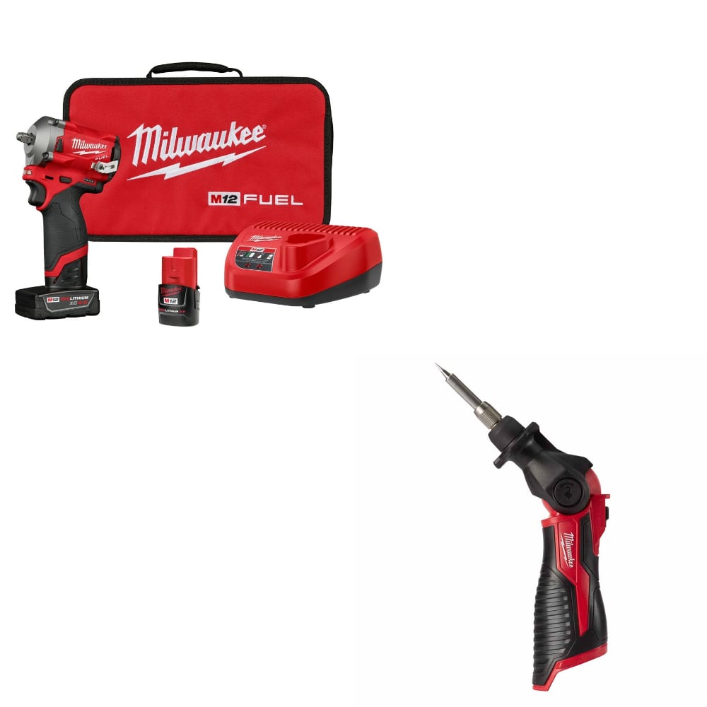 Milwaukee 2554-22 M12 FUEL Impact Wrench Kit W/ FREE 2488-20 M12 Soldering Iron