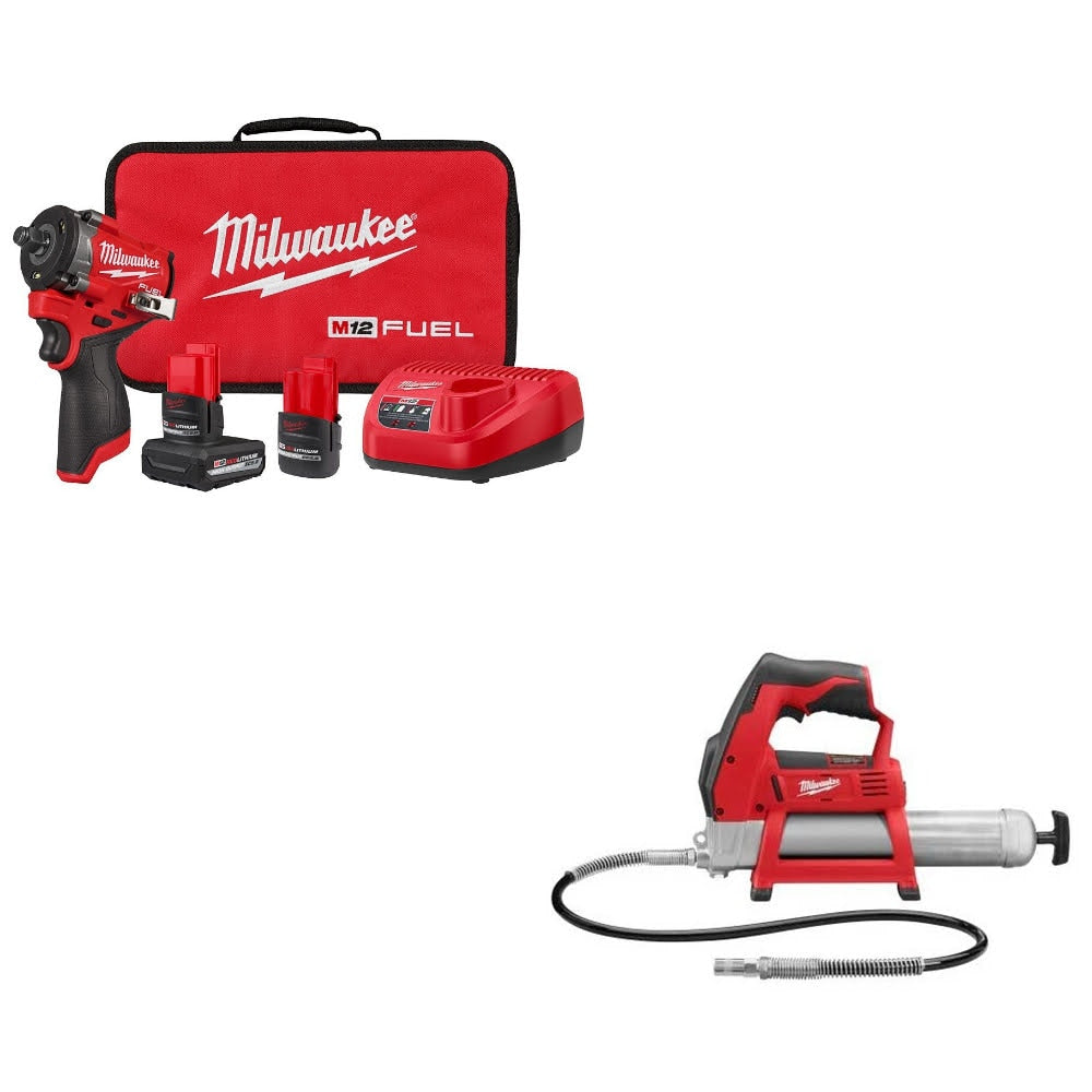 Milwaukee 2563-22 1/2" Impact Wrench Kit W/ FREE 2446-20 Grease Gun