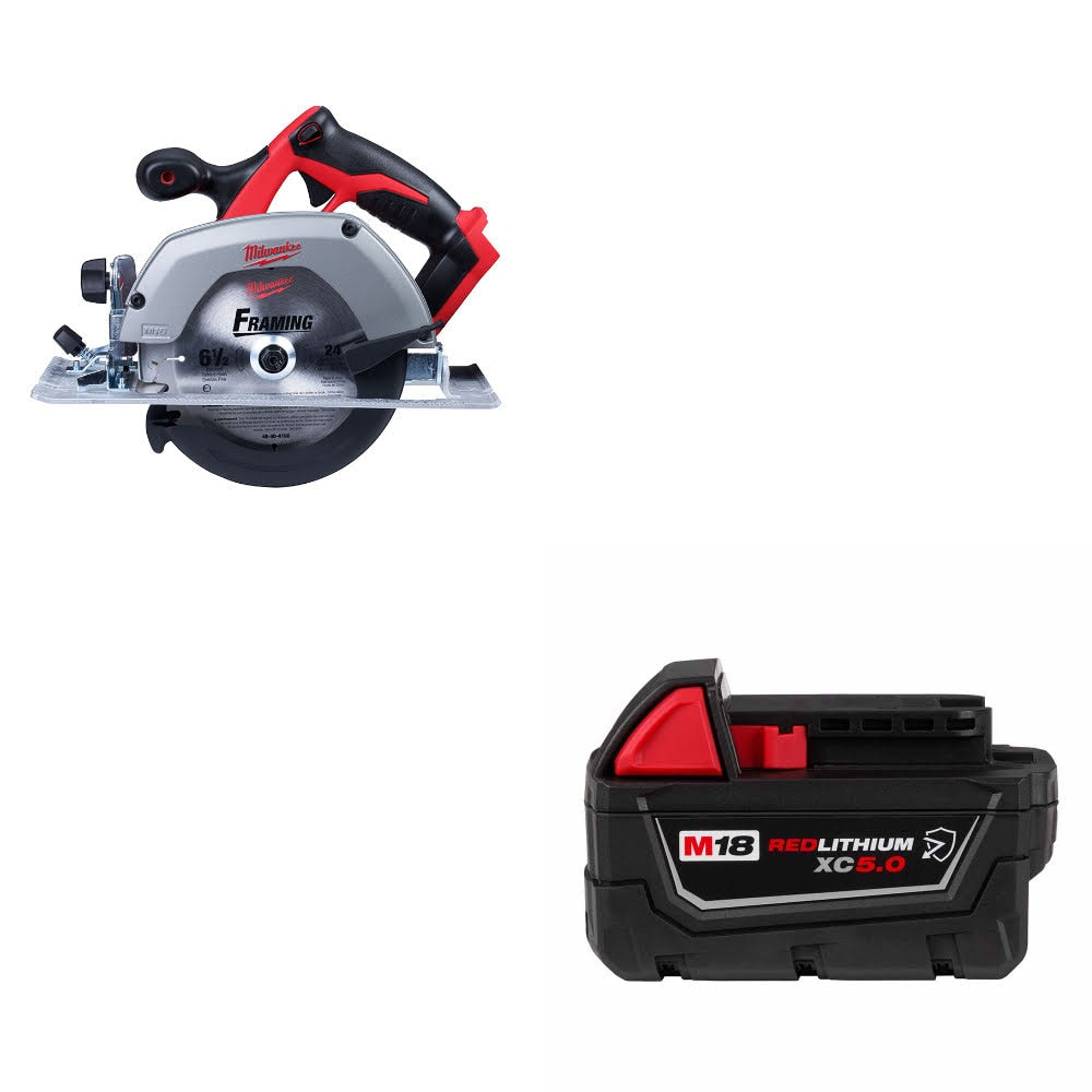 Milwaukee 2630-20 M18 18V 6-1/2" Circ Saw, Bare W/ 48-11-1850R M18 XC5.0 Battery