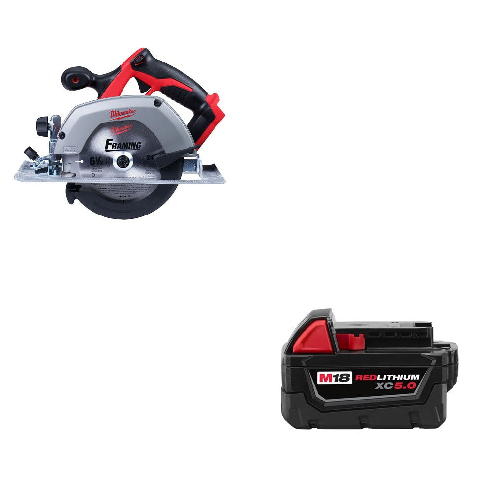 Milwaukee 2630-20 M18 18V 6-1/2" Circ Saw W/ 48-11-1850 M18 XC5.0 Battery Pack