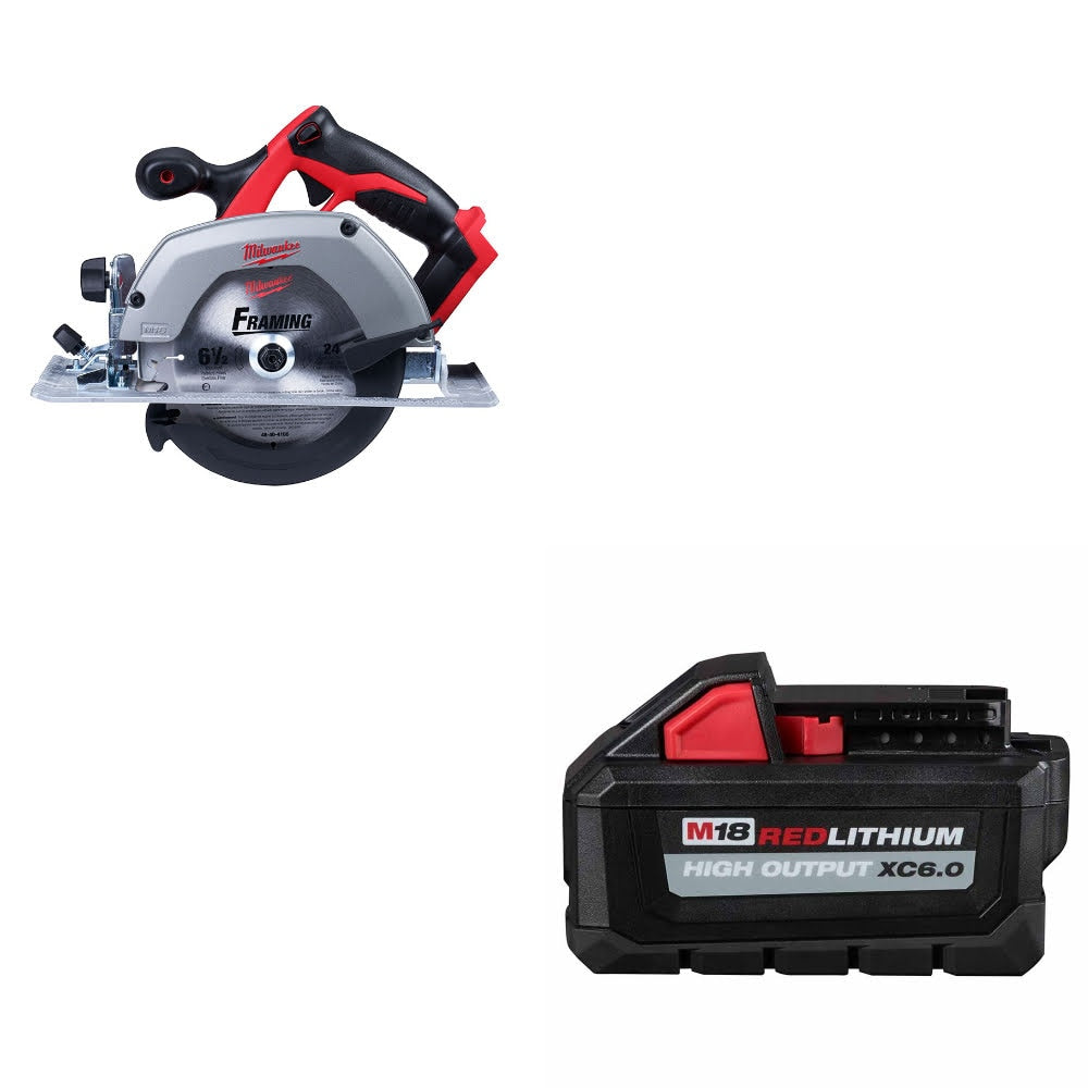 Milwaukee 2630-20 M18 18V 6-1/2" Circ Saw W/ 48-11-1865 M18 XC6.0 Battery Pack