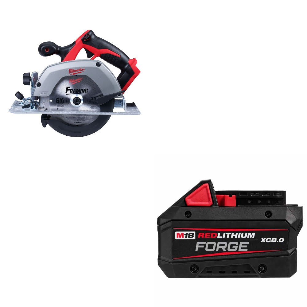 Milwaukee 2630-20 M18 18V 6-1/2" Circ Saw W/ 48-11-1881 M18 XC8.0 Battery Pack