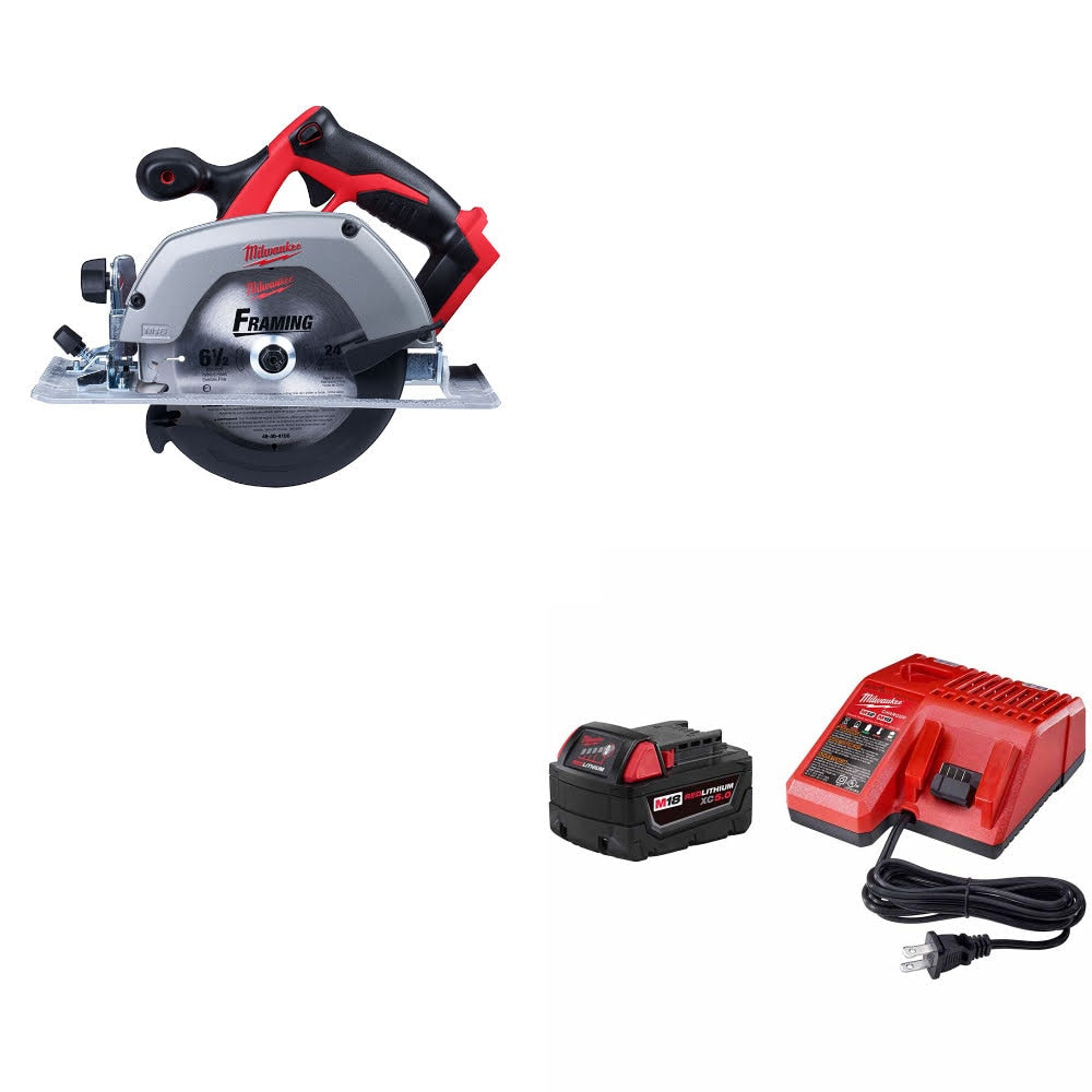 Milwaukee 2630-20 M18 18V 6-1/2" Circ Saw W/ 48-59-1850 M18 XC5.0 Starter Kit