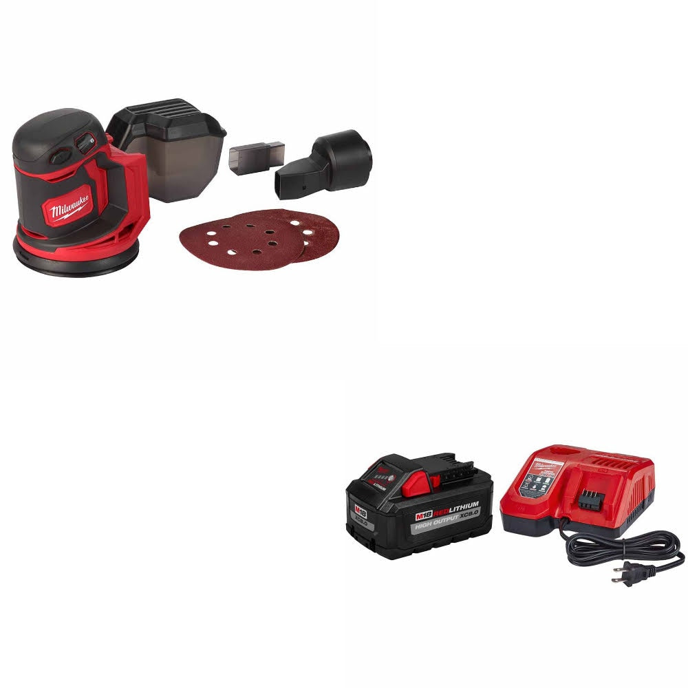 Milwaukee 2648-20 M18 Random Orbit Sander W/ 48-59-1880 M18 XC8.0 Starter Kit