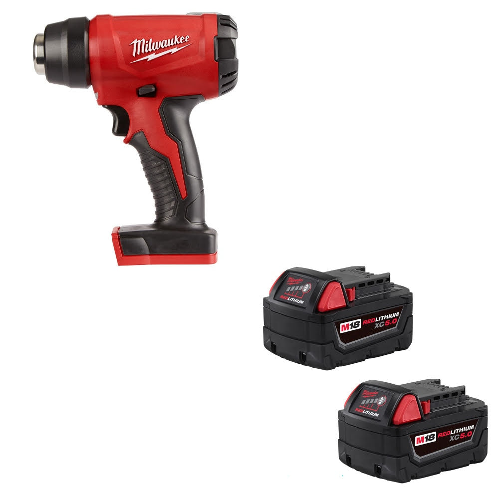 Milwaukee  2688-20 M18 Heat Gun, Bare W/ 48-11-1852 M18 XC5.0 Battery, 2 Pack