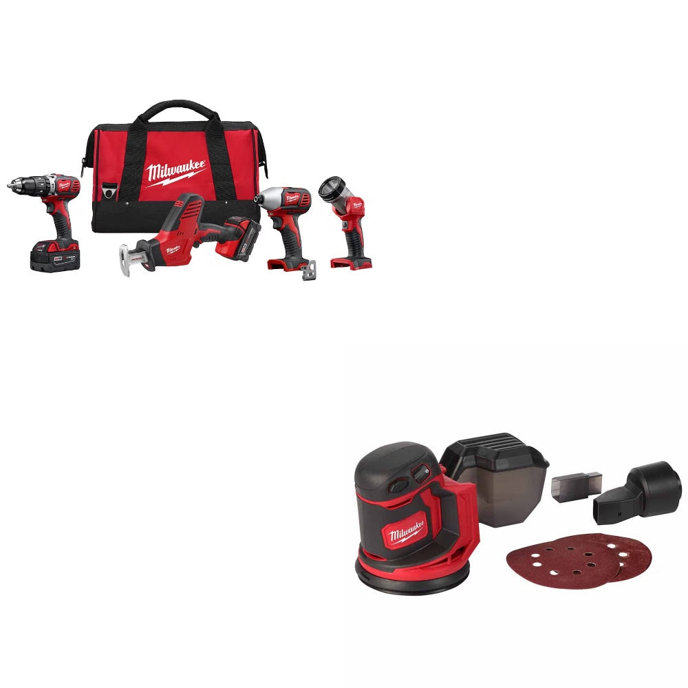 Milwaukee 2695-24 M18 4pc Combo Kit w/ Two FREE 2648-20 M18 Random Orbit Sanders