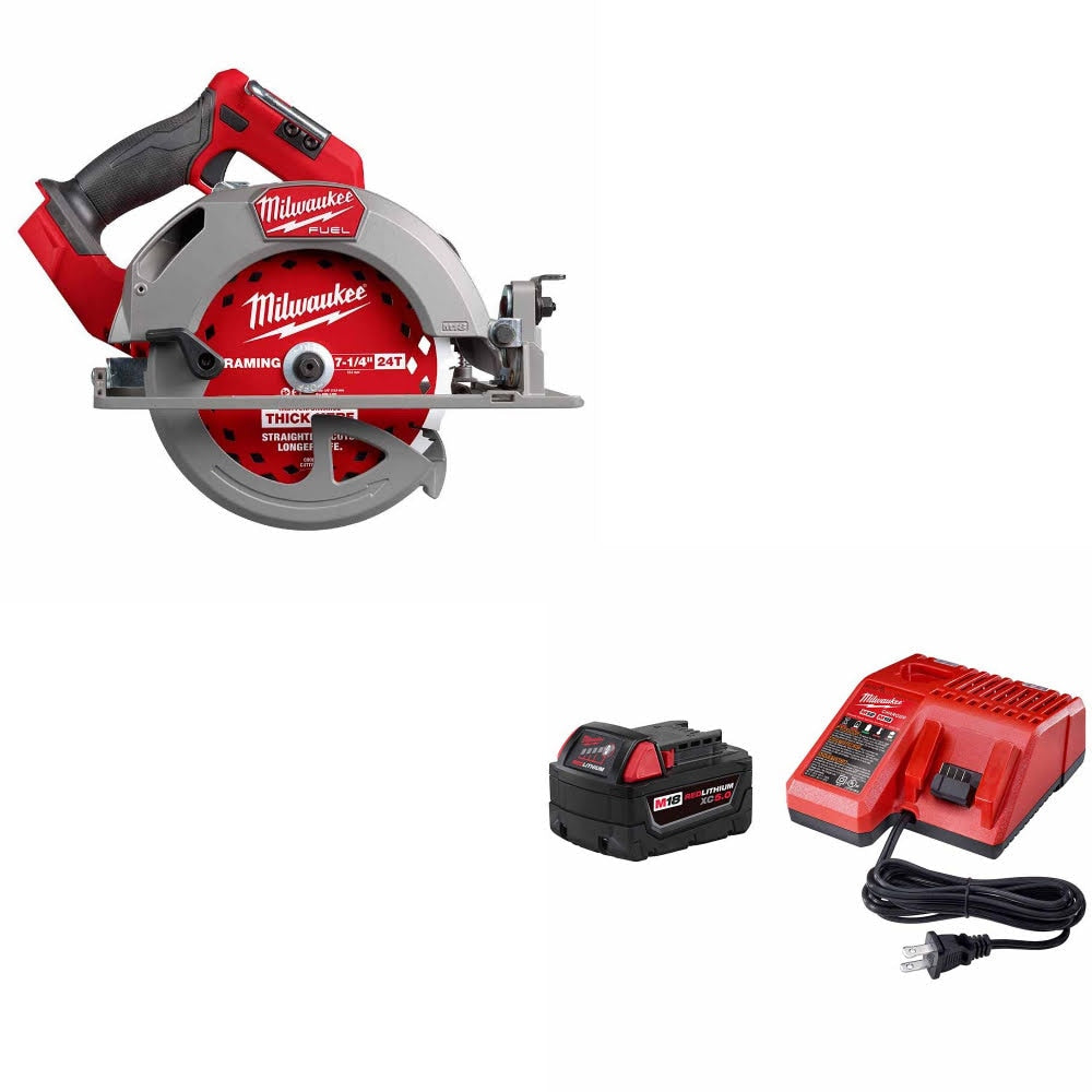 Milwaukee 2834-20 M18 FUEL 7-1/4” Circ Saw W/ 48-59-1850 M18 XC5.0 Starter Kit