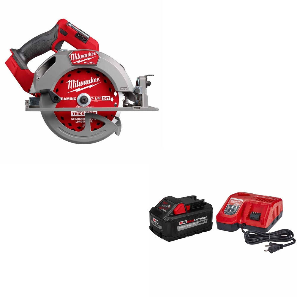 Milwaukee 2834-20 M18 FUEL 7-1/4” Circ Saw W/ 48-59-1880 M18 XC8.0 Starter Kit