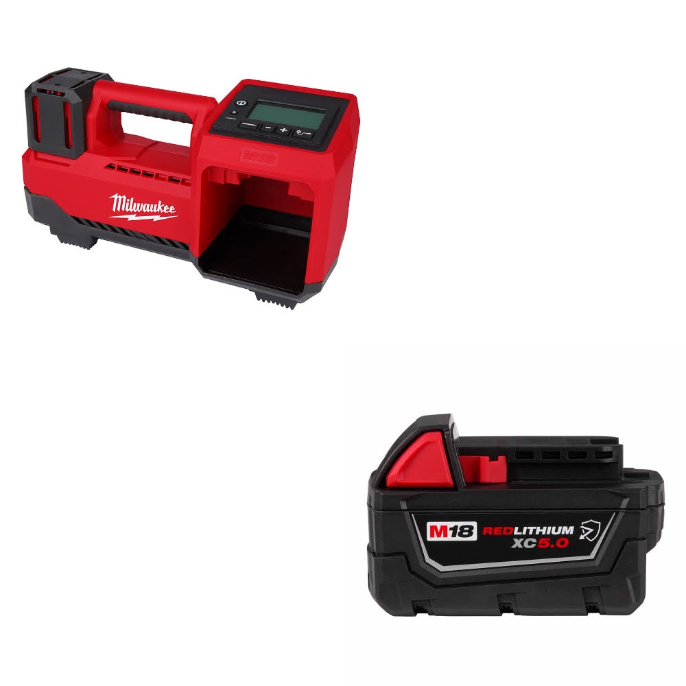 Milwaukee 2848-20 M18 Tire Inflator, Bare W/ 48-11-1850R M18 XC5.0 Battery