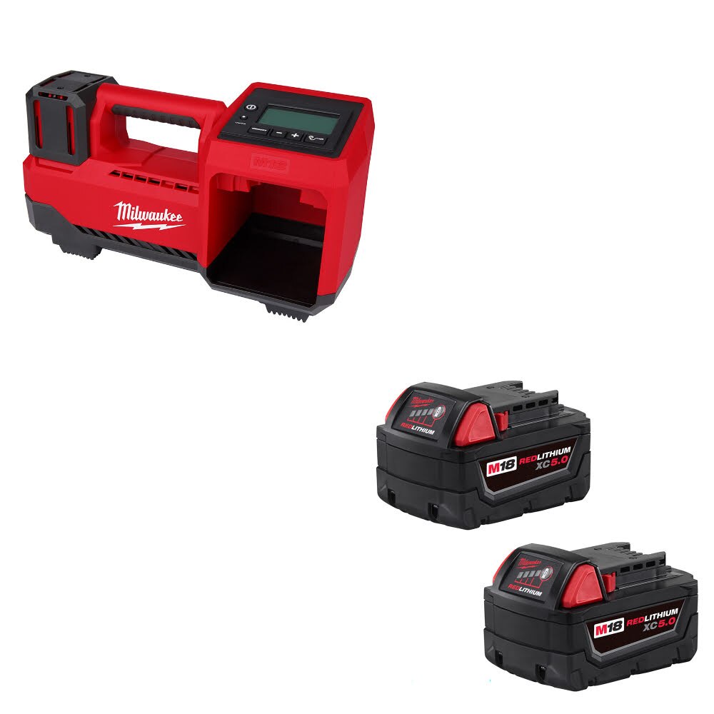 Milwaukee 2848-20 M18 Tire Inflator, Bare W/ 48-11-1852 M18 XC5.0 Battery, 2Pk