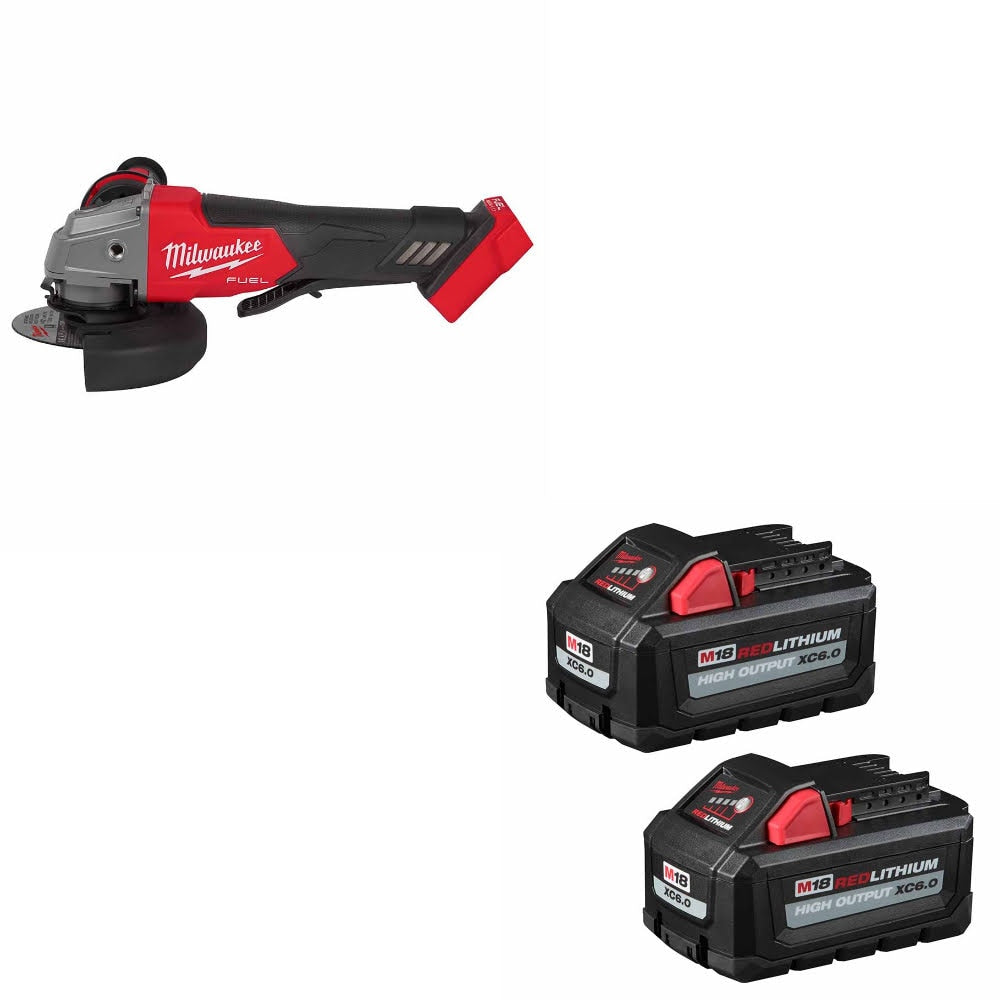 Milwaukee 2880-20 M18 FUEL 4-1/2"/5" Grinder W/ 48-11-1862 M18 XC6 Battery, 2Pk