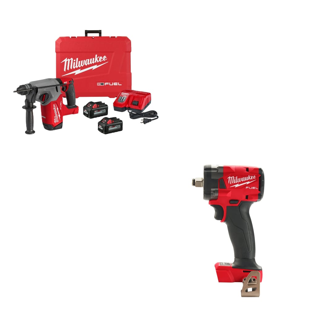 Milwaukee 2912-22 M18 FUEL Rotary Hammer Kit W/ FREE 2855-20 M18 Impact Wrench