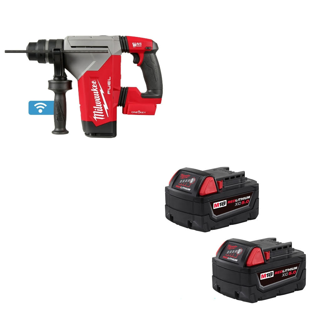 Milwaukee 2915-20 M18 FUEL 1-1/8" Rotary Hammer W/ 48-11-1852 M18 Battery, 2Pk