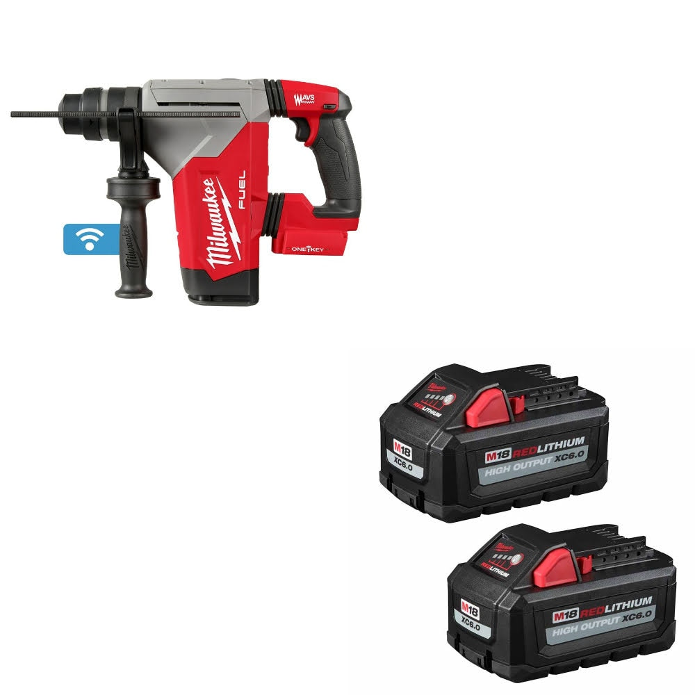 Milwaukee 2915-20 M18 FUEL 1-1/8" Rotary Hammer W/ 48-11-1862 M18 Battery, 2Pk