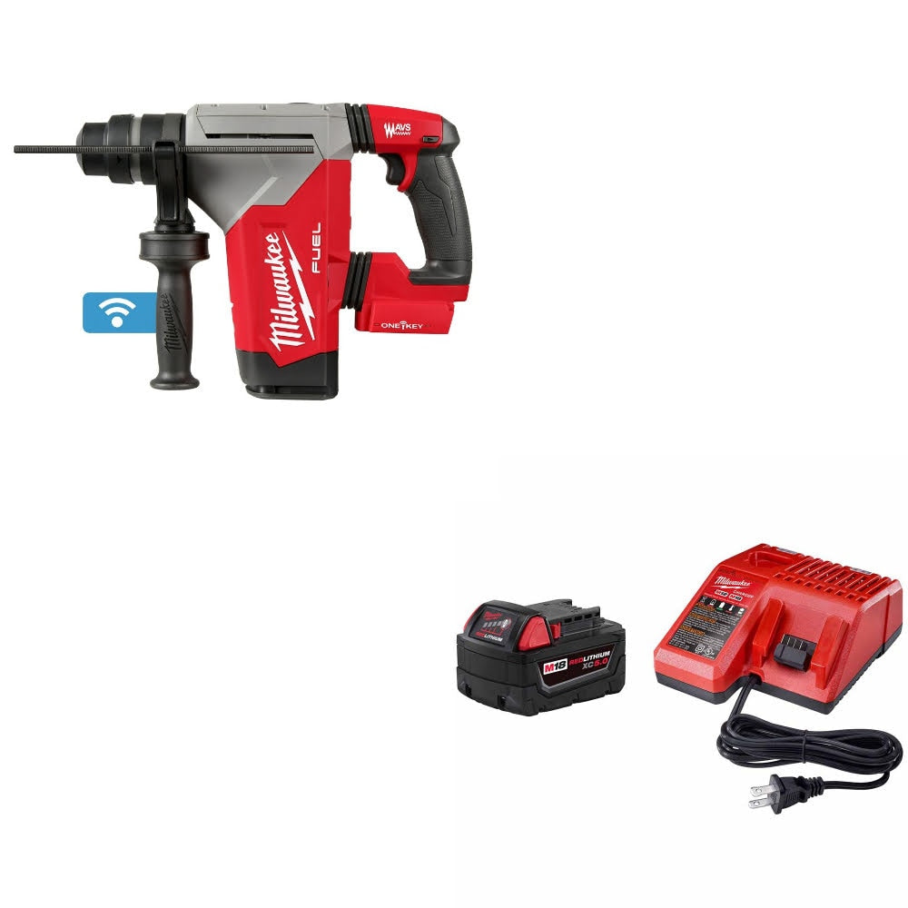 Milwaukee 2915-20 M18 FUEL 1-1/8" Rotary Hammer W/ 48-59-1850 M18 Starter Kit