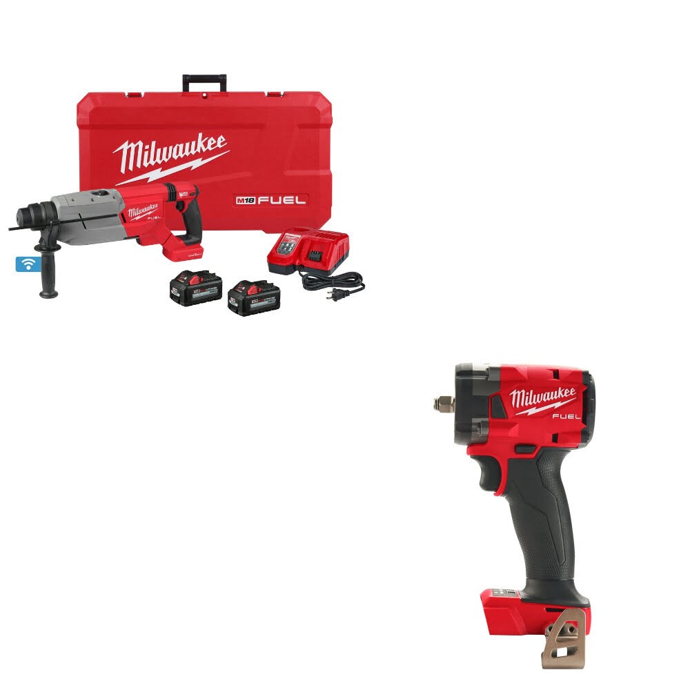 Milwaukee 2916-22 Rotary Hammer Kit W/ FREE 2854-20 Impact Wrench