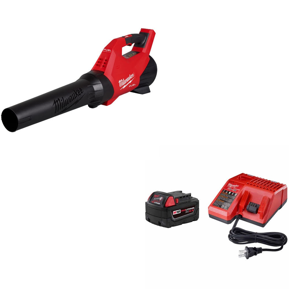 Milwaukee 3017-20 M18 FUEL Blower, Bare W/ 48-59-1850 M18 XC5.0 Starter Kit