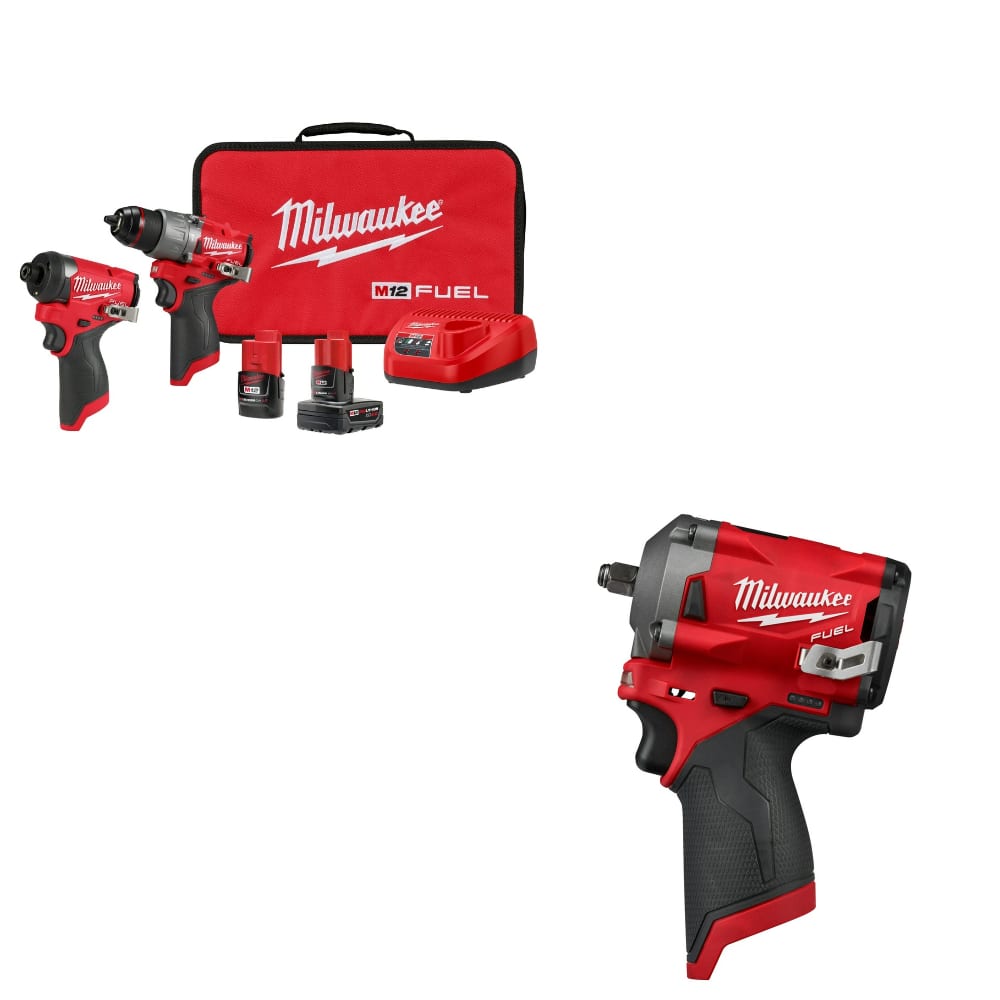 Milwaukee 3497-22 M12 FUEL 2-Tool Combo Kit W/ 2554-20 M12 FUEL Impact Wrench