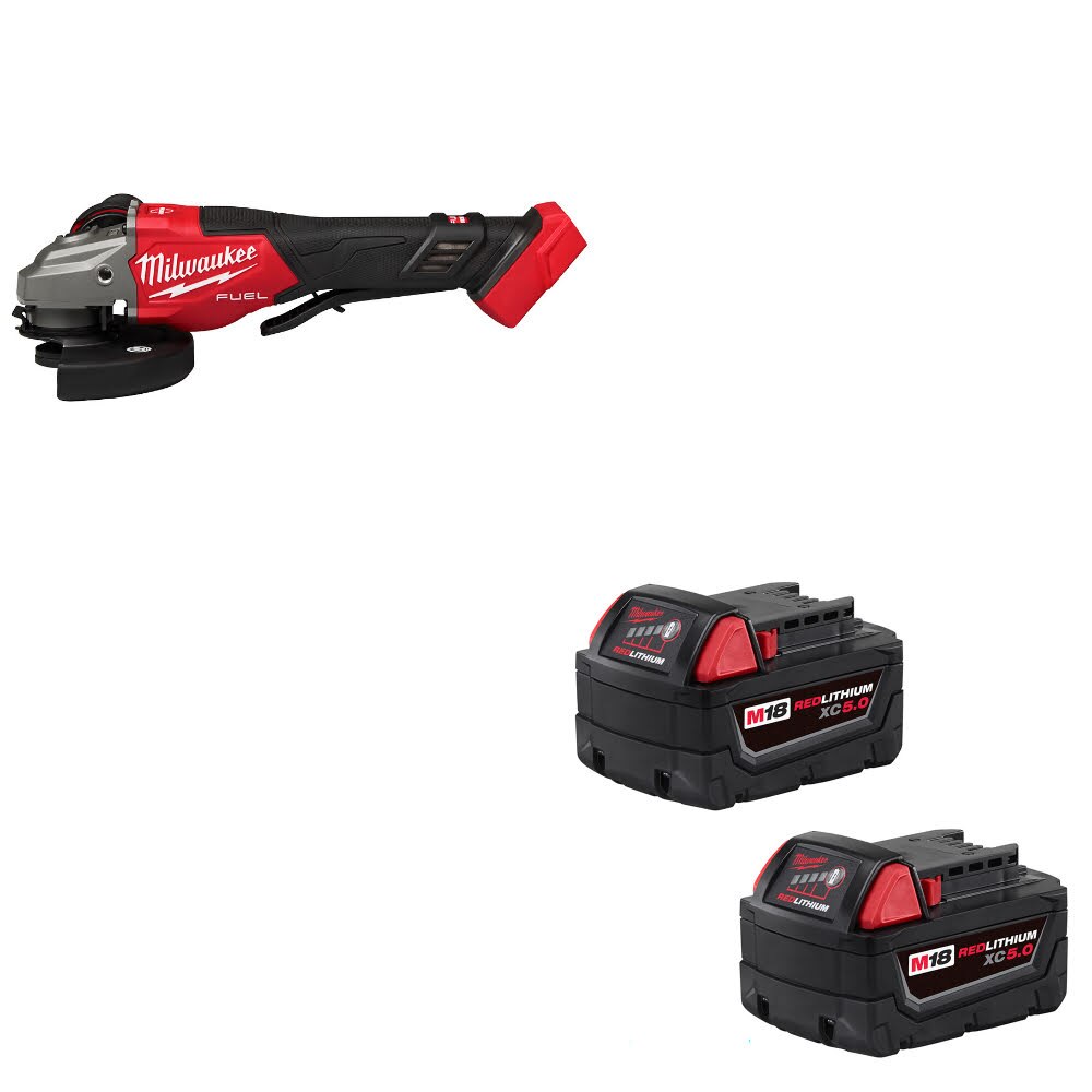 Milwaukee 3670-20 M18 FUEL 4-1/2"-6" Grinder W/ 48-11-1852 M18 XC5 Battery, 2Pk