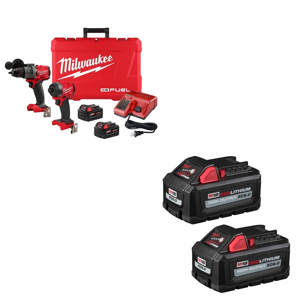Milwaukee 3697-22 M18 FUEL 2-Tool Combo Kit W/ 48-11-1862 M18 18V Battery, 2Pk