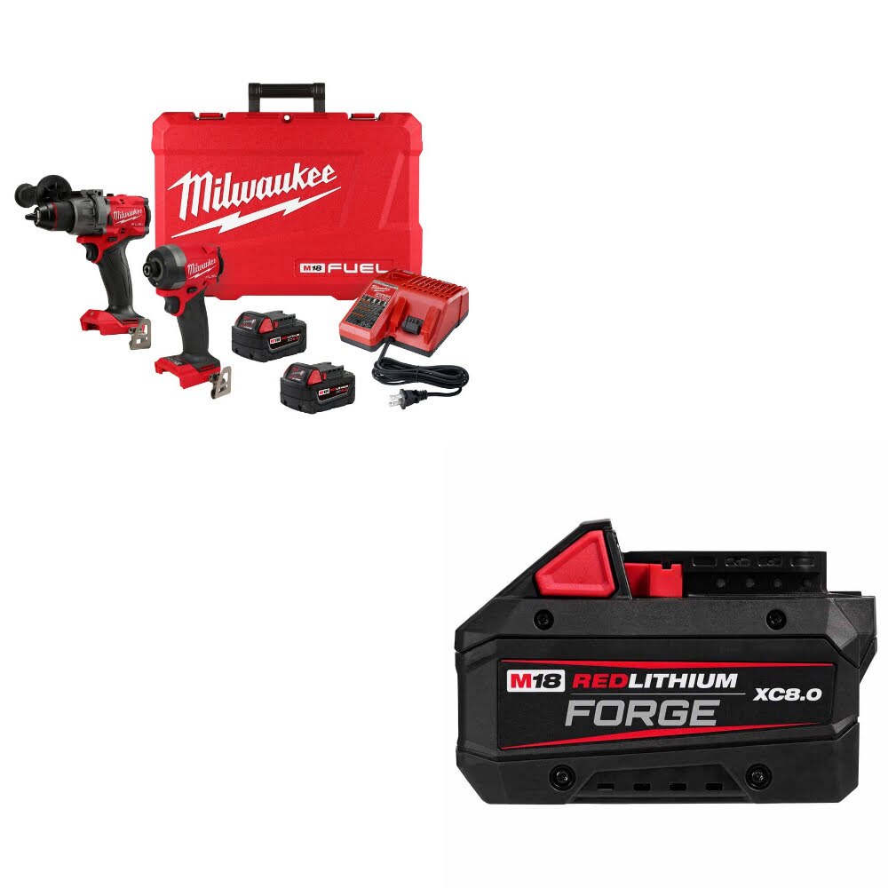 Milwaukee 3697-22 M18 FUEL 2-Tool Combo Kit W/ 48-11-1881 M18 XC8.0 Battery Pack