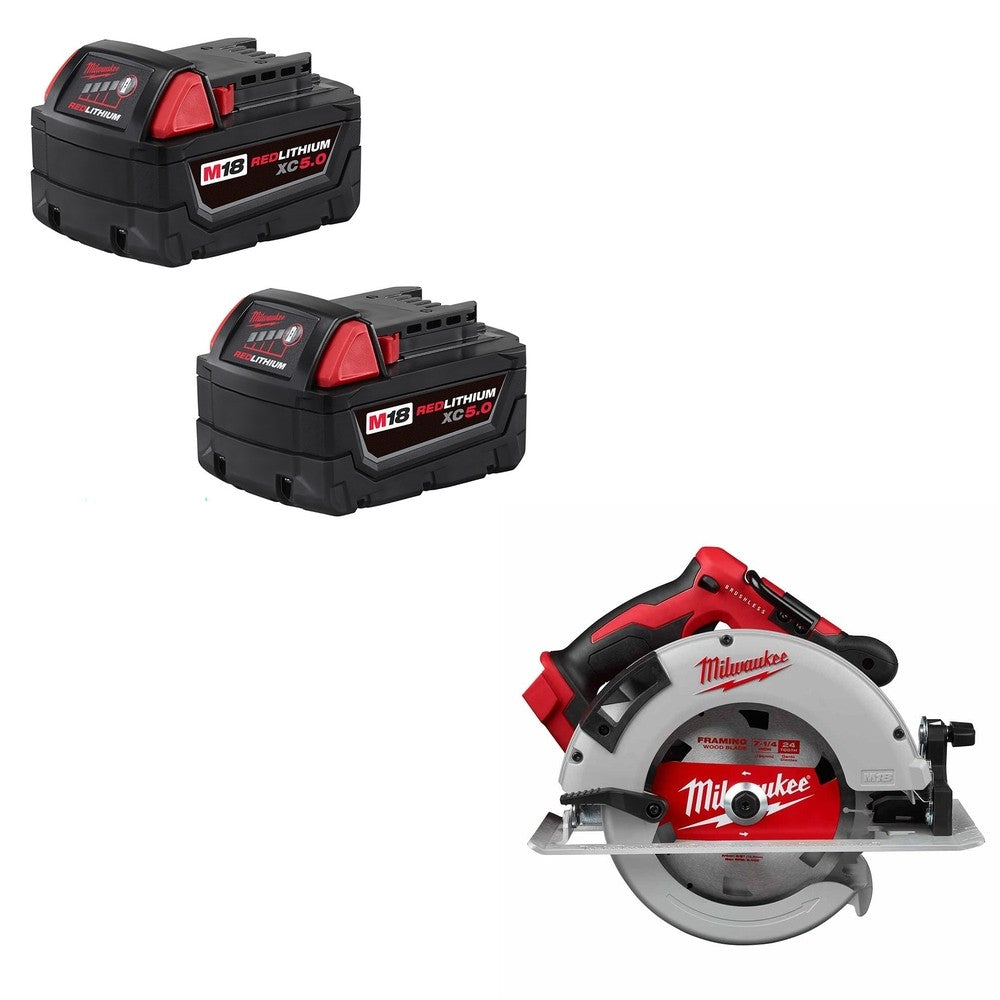 Milwaukee 48-11-1852 Battery 2 Pack W/ FREE 2631-20 Circular Saw