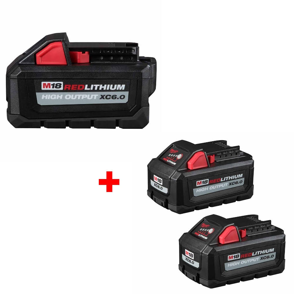 Milwaukee 48-11-1865 M18 XC6.0 Battery Pack W/ FREE 48-11-1862 M18 Battery 2Pk