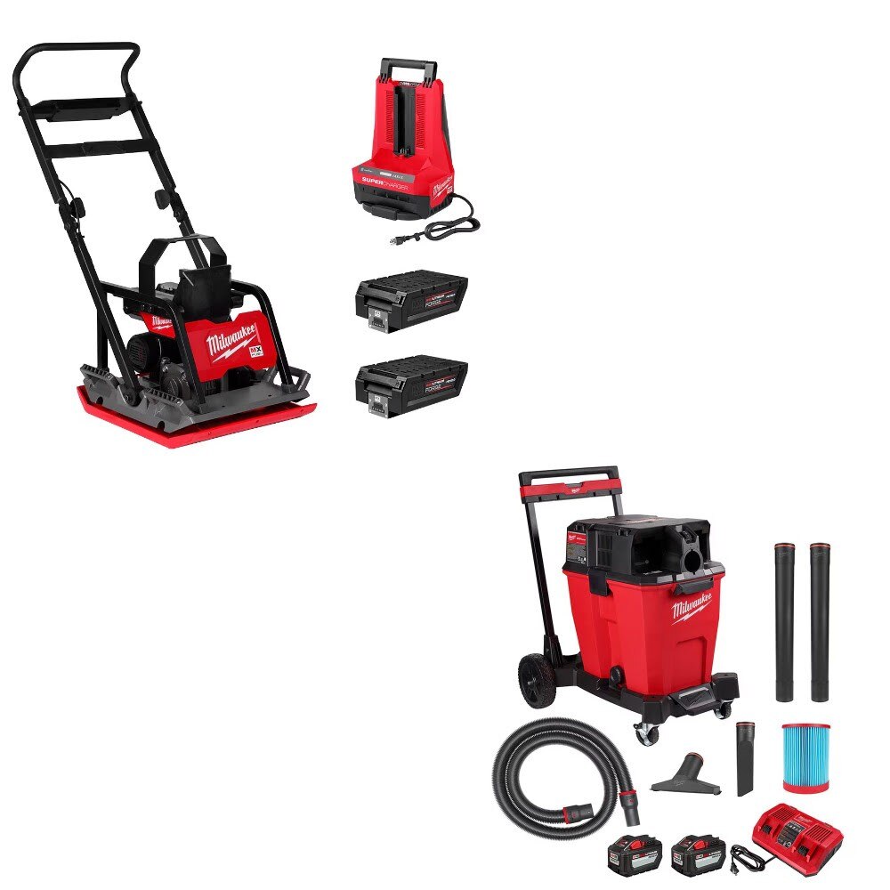 Milwaukee MXF220-2HD Plate Compactor Kit W/ FREE 0930-22HD 12G Vac Kit