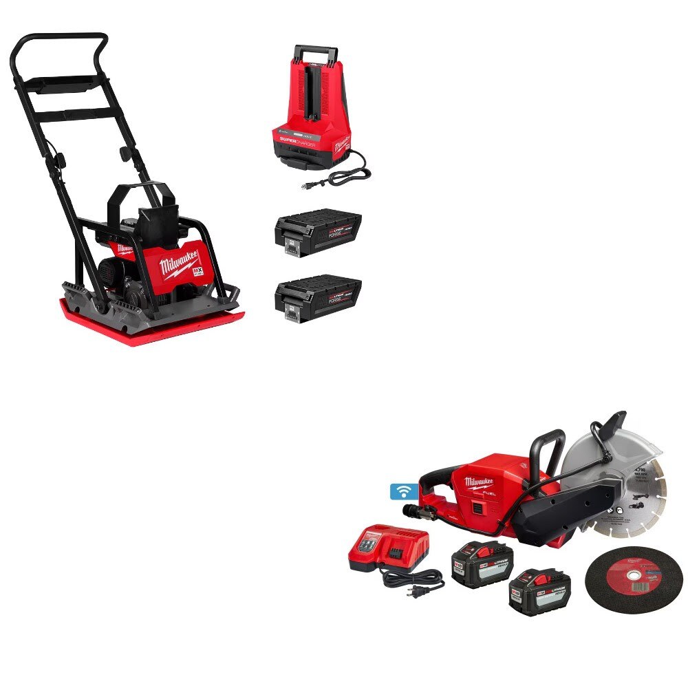 Milwaukee MXF220-2HD Plate Compactor Kit W/ FREE 2786-22HD 9" Cut-Off Saw