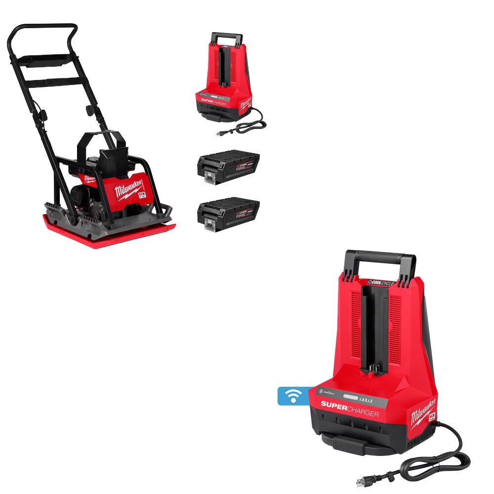 Milwaukee MXF220-2HD Plate Compactor Kit W/ FREE MXFSC Super Charger