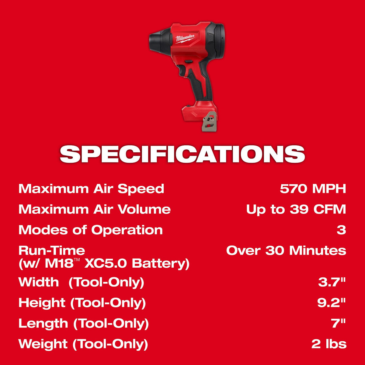 Milwaukee 0887-20 M18 Brushless Precision Blower - 8