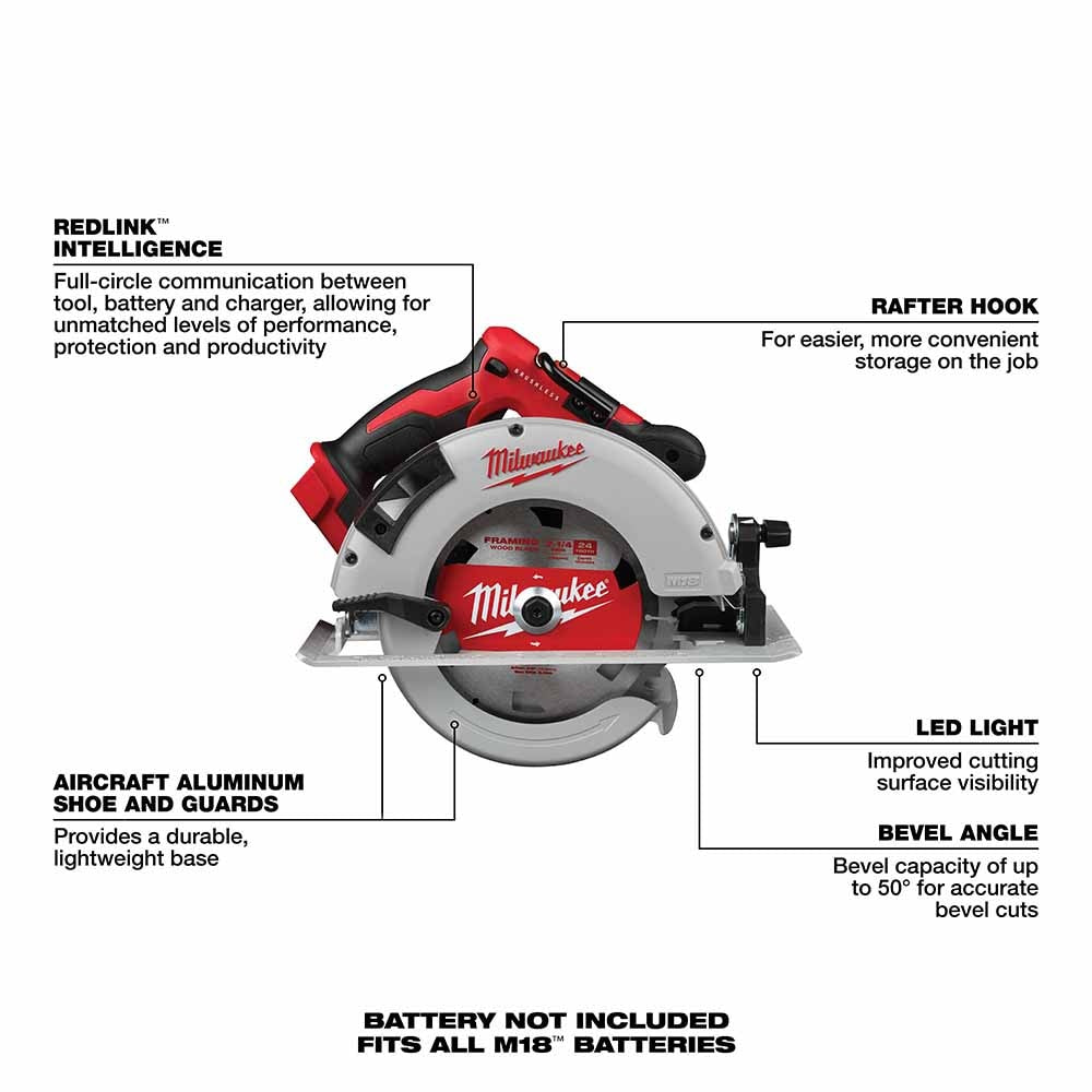 Milwaukee 2631-80 M18 Brushless 7-1/4" Circular Saw Bare Tool (Reconditioned) - 6