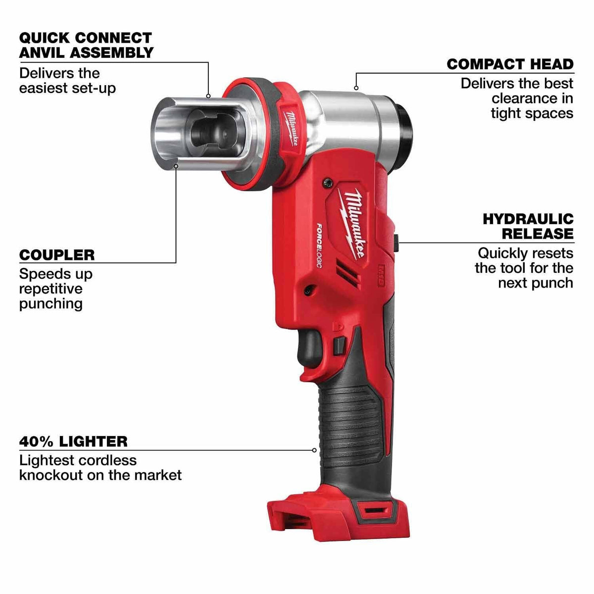 Milwaukee 2677-02 M18 FORCE LOGIC 6T Knockout Tool 1/2" - 2" - 2