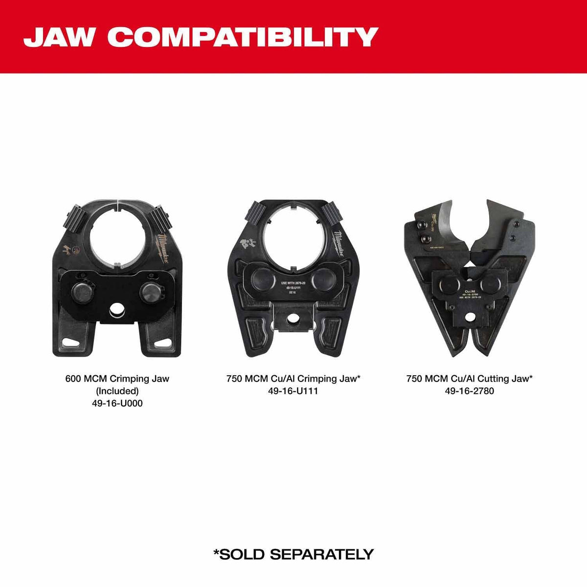 Milwaukee 2679-600CU M18 FORCE LOGIC 600 MCM Crimper with #8 - 600 MCM Cu Dies - 4