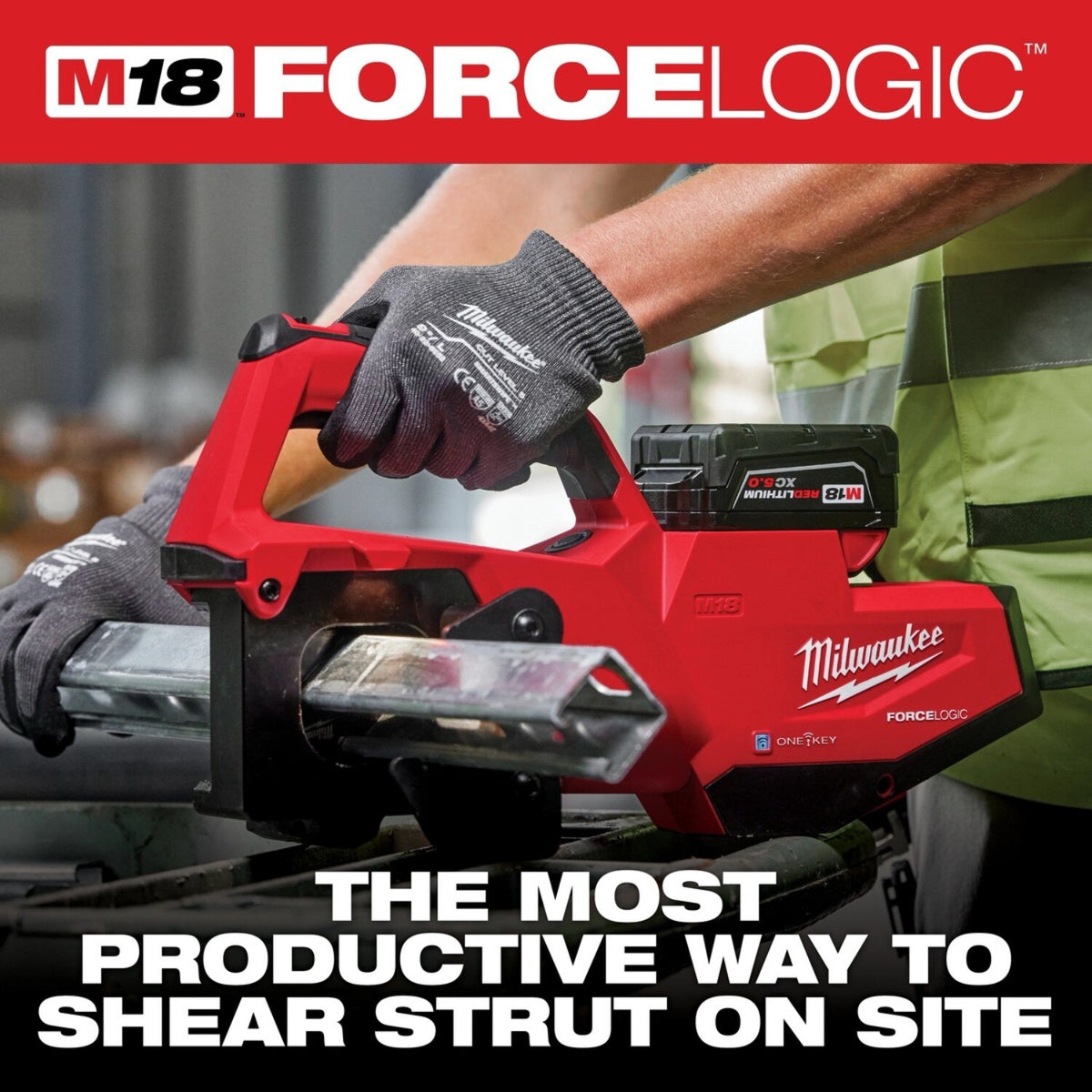 Milwaukee 2933-20 M18 FORCE LOGIC Single Channel Strut Shear Tool-Only (Includes Dies and Bag) - 7